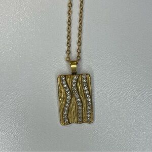 Slide Jewelry Golden Wave Sparkle Pendant Necklace, Gold, NWOT